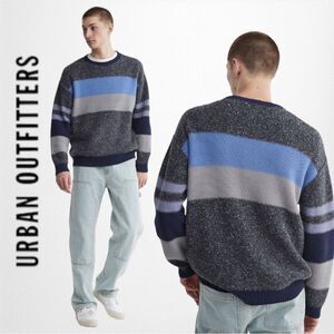 NEW BDG Urban Outfitters UO Placed Stripe Crew Neck Sweater L